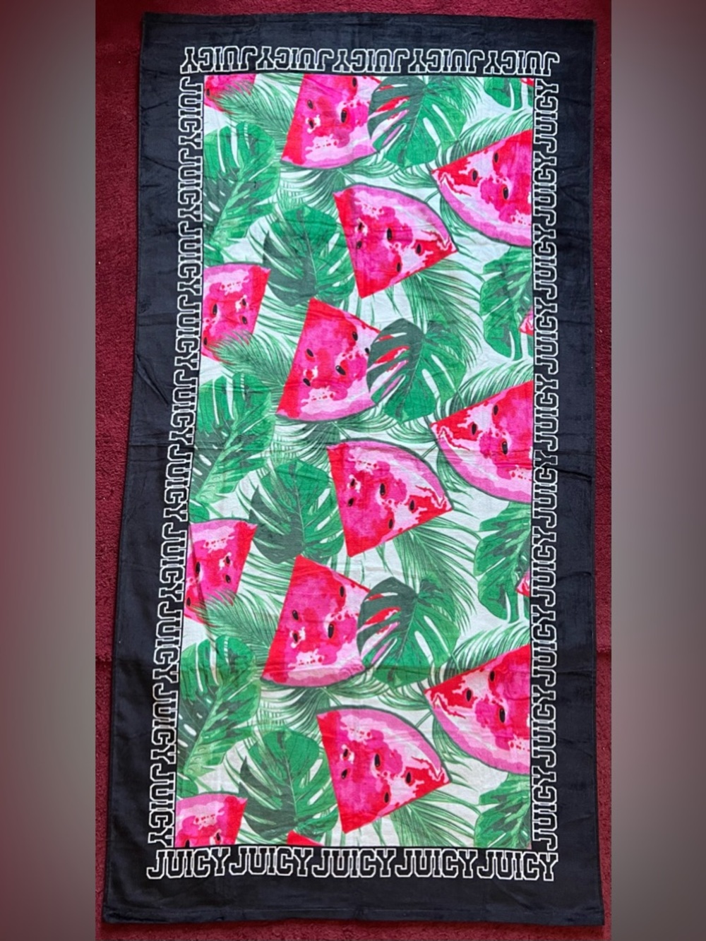 Juicy Couture Tropical Foliage Watermelon Beach Towel